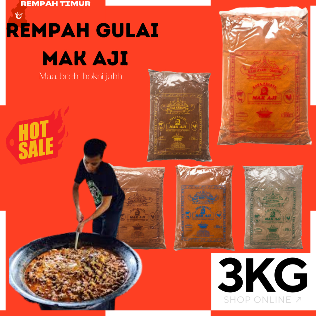 ไก่และเนื้อ GULLAI SPICES MAK AJI 3KG/GULAI SPICES. CURRY SPICES/KELANTAN GULLAI SPICES