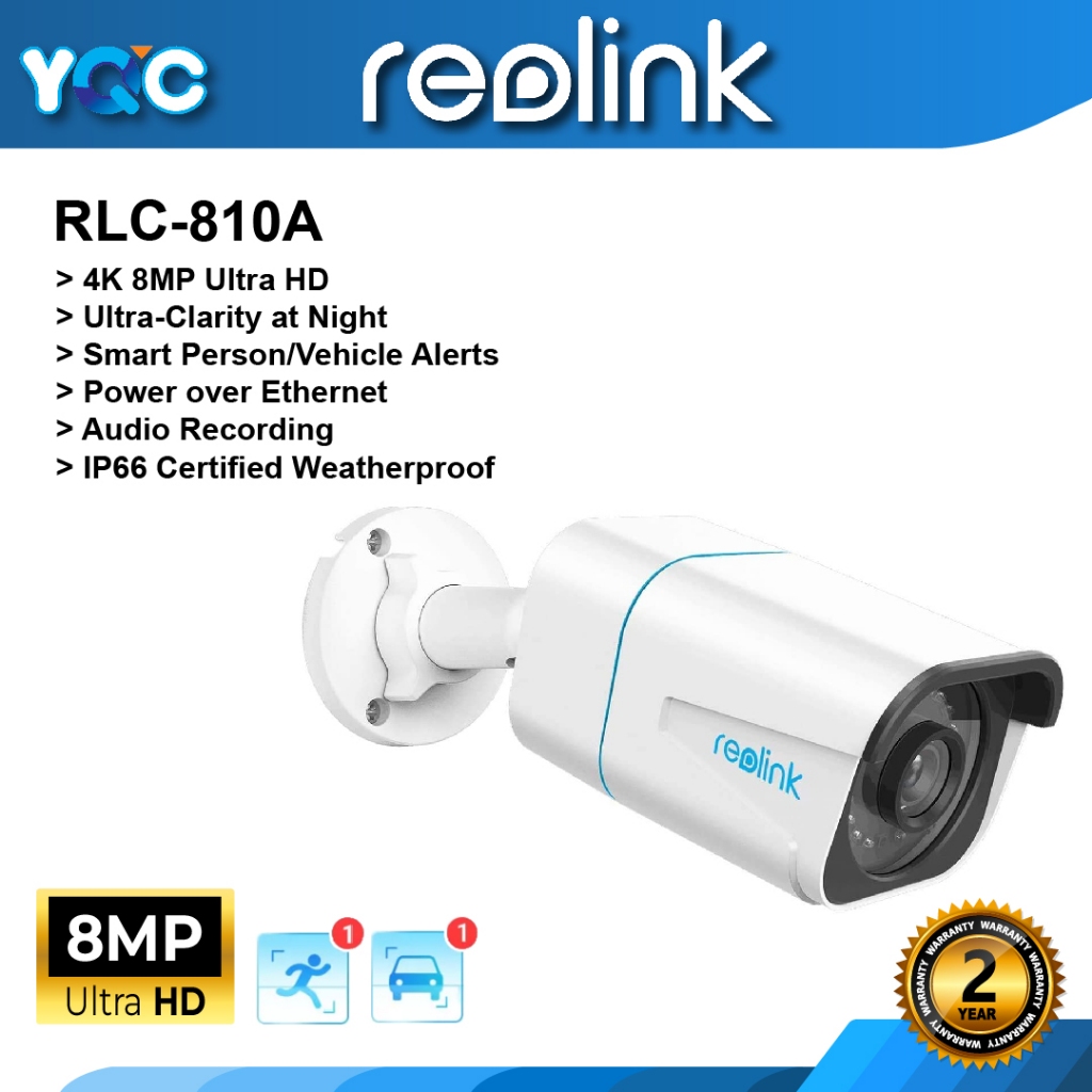 Reolink RLC-810A 4K HD กล้องรักษาความปลอดภัย PoE ตรวจจับสภาพอากาศ ในร่ม กลางแจ้ง