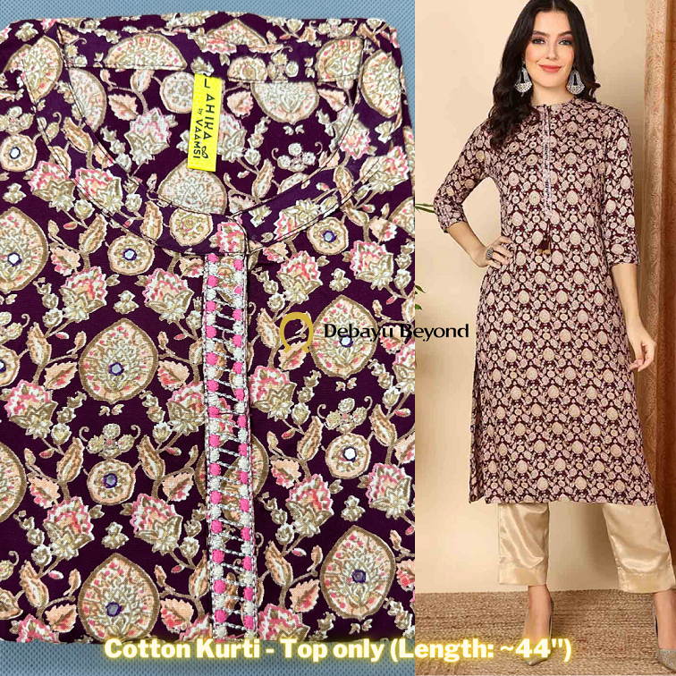 [Size M] Exclusive Designer Cotton Kurti - เฉพาะตัวท็อป