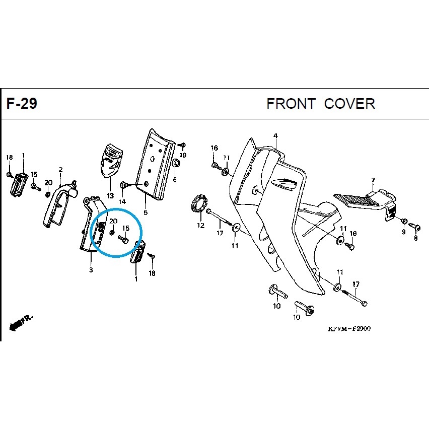 94103-06000/92101-060100แหวนรองและฝาครู/บังโคลนหลัง Honda Ex5 Hp/Dream