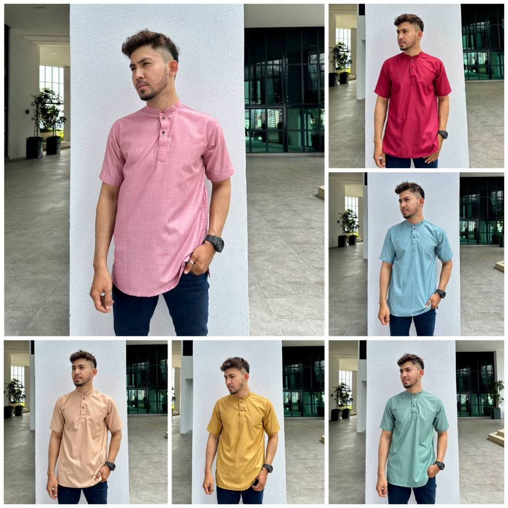 ADULT KURTA COLLAR CREKAK SLIM FIT SHORT SLEEVE MUANG
