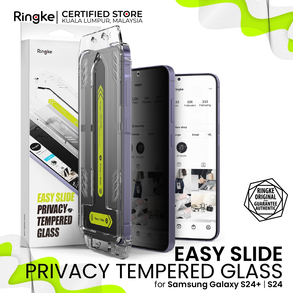 RINGKE PRIVACY EASY SLIDE TEMPERED GLASS Zero Changes Failure Samsung Galaxy S24+/ S24 (2-Pack) Full