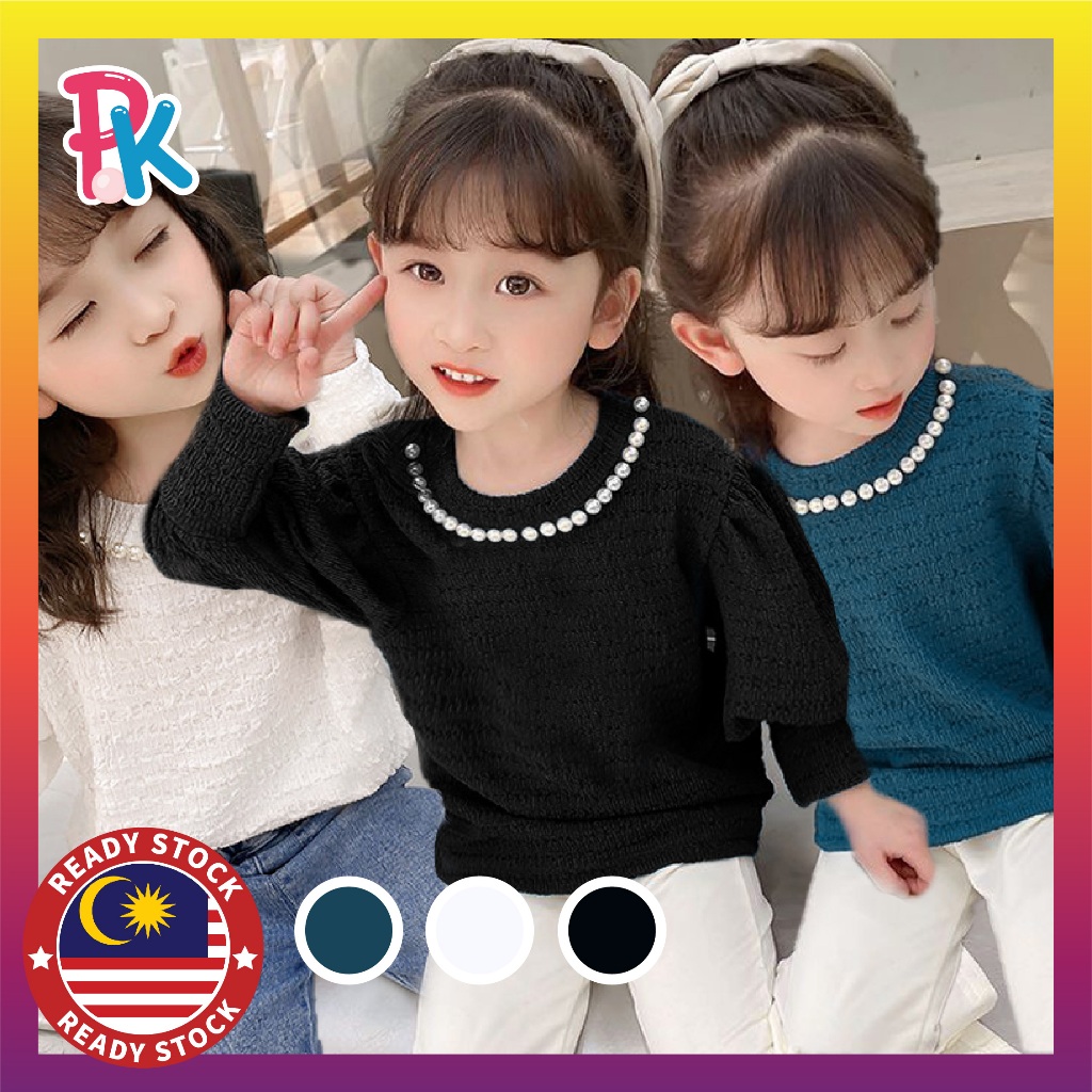 [2-8±Yrs] Baju Budak Cotton Retro เสื้อเด็กผู้หญิงเด็กผู้หญิง Baju Kanak Perempuan เสื้อคอมุกออกแบบเ