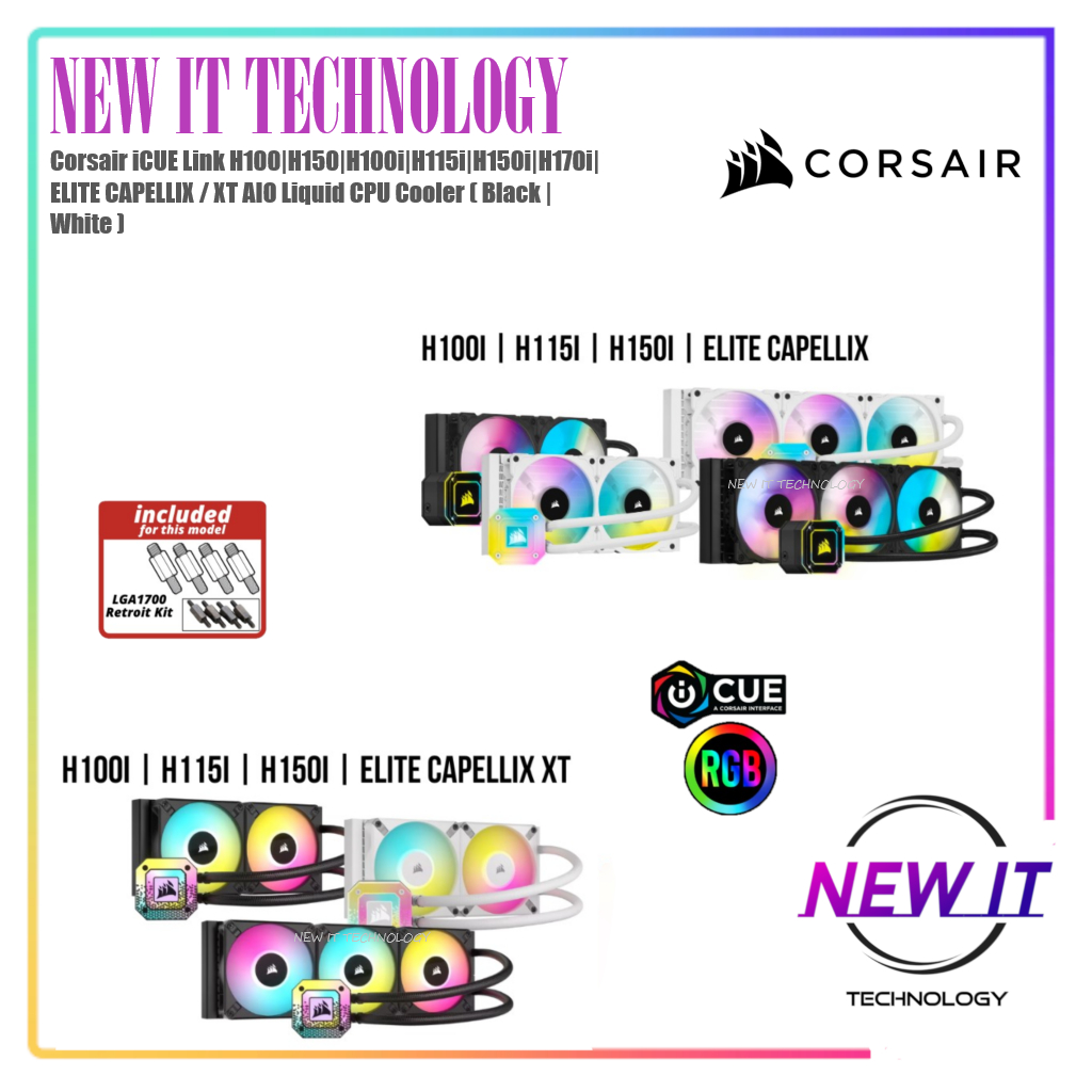Corsair iCUE Link H100|ชม.150|H100i|H115i|H150i|H170i|ELITE CAPELLIX|XT|TITAN RX AIO คูลเลอร์ซีพียูเ