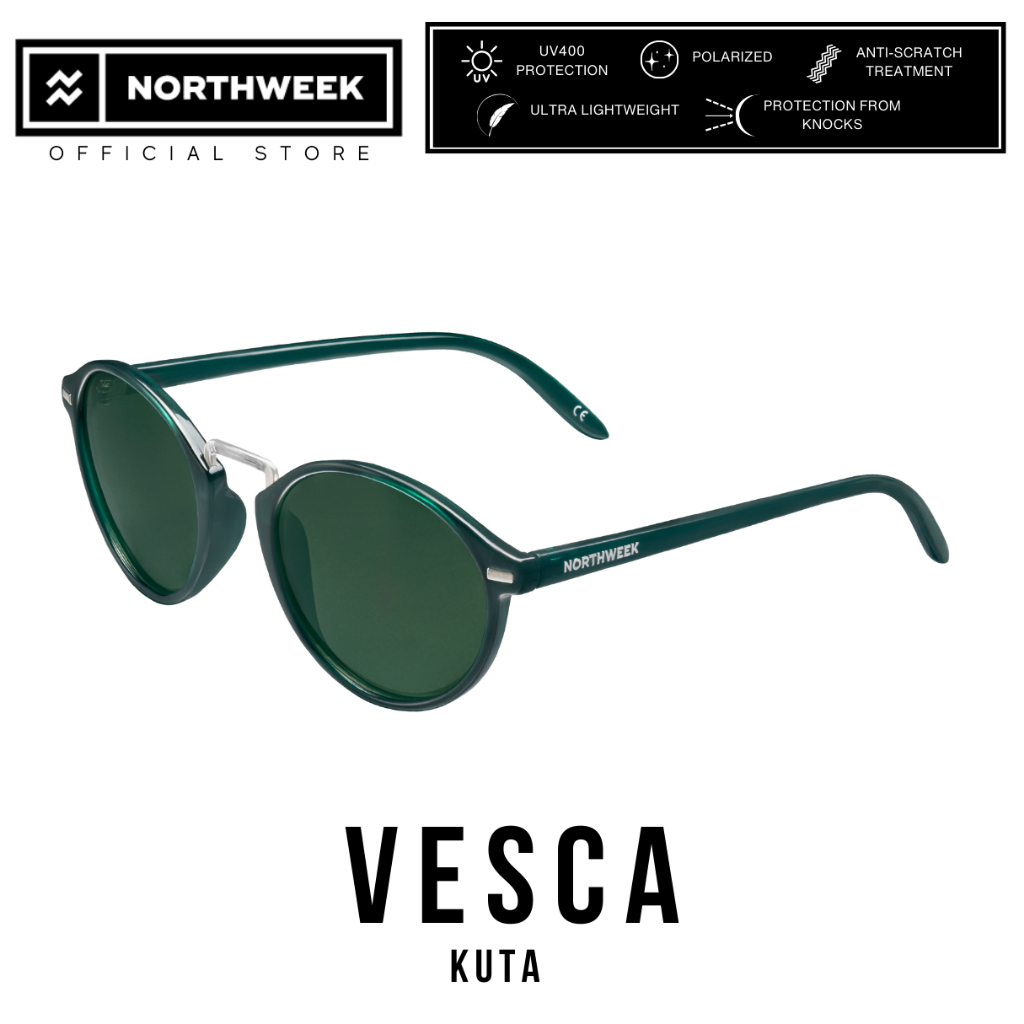 NORTHWEEK Vesca Kuta สําหรับผู้ชายและผู้หญิง Unisex Polarized Uv400 Protection แว่นกันแดดสีเขียว