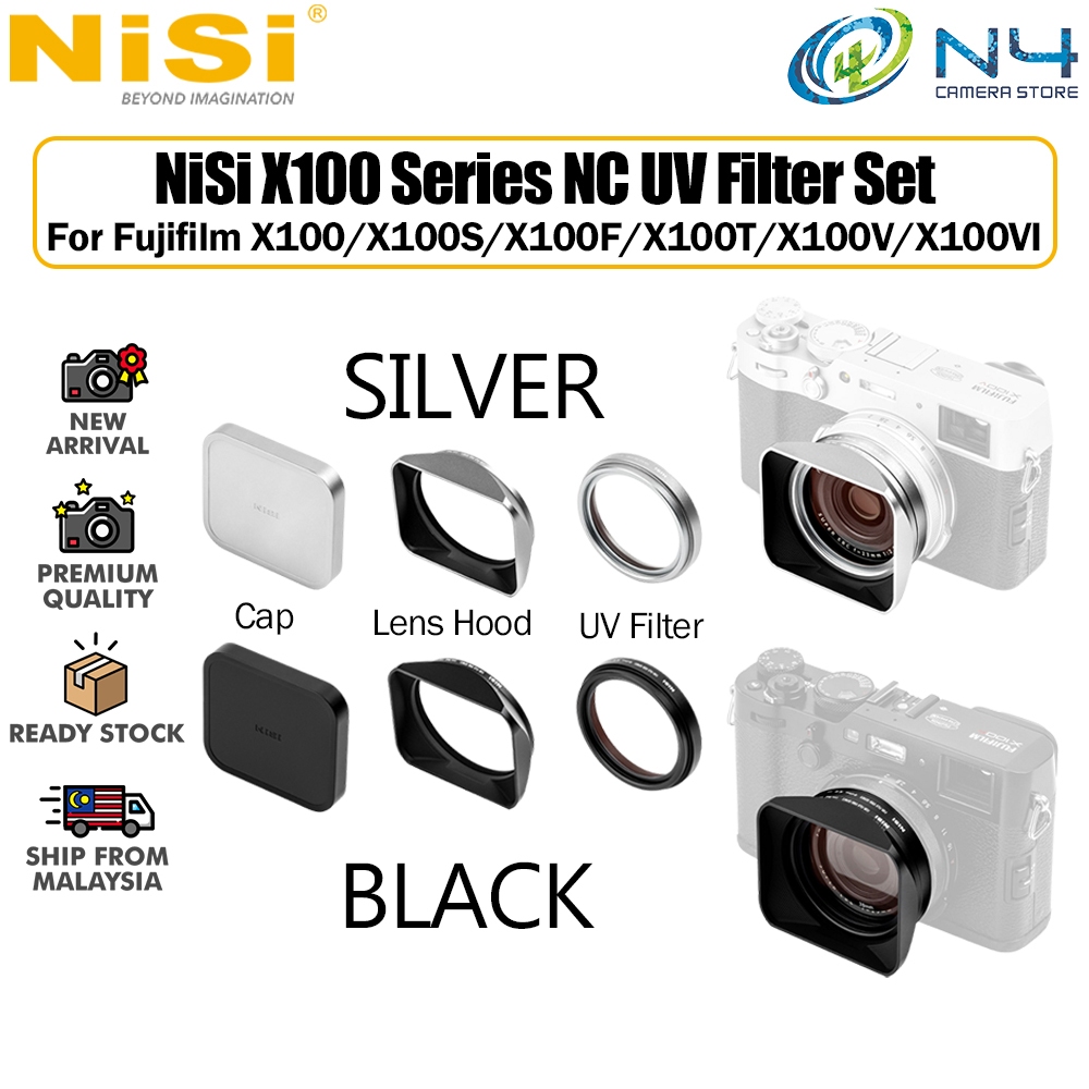 NiSi X100 Series NC UV Filter พร้อม Adaptor ฟิลเตอร์ 49 มม., เลนส์โลหะและฝาครอบเลนส์สําหรับ Fujifilm