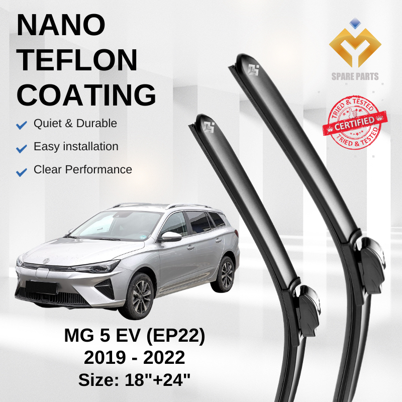 Mg 5 EV EP22 (2019-2022) Premium Japan Tech Car Wiper 18+24 Type 01 & 04 Clip, แถมฟรี ผ้าทําความสะอา