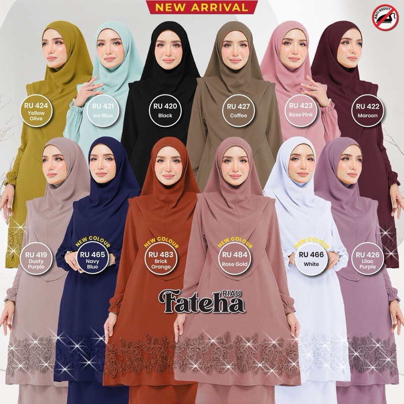 Baju Kurung Riau FATEHA Baju Raya 2024 Baju Kurung Riau Moden Ironless Baju Raya Viral 2024