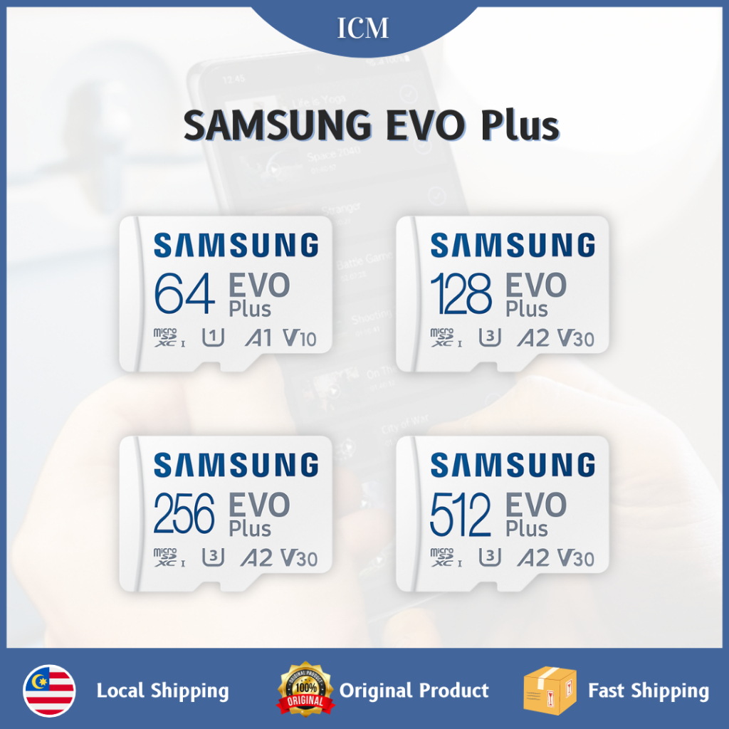 SAMSUNG EVO Plus การ์ดหน่วยความจํา 100MB/s 64GB / 128GB / 256GB / 512GB SDCard Gadget