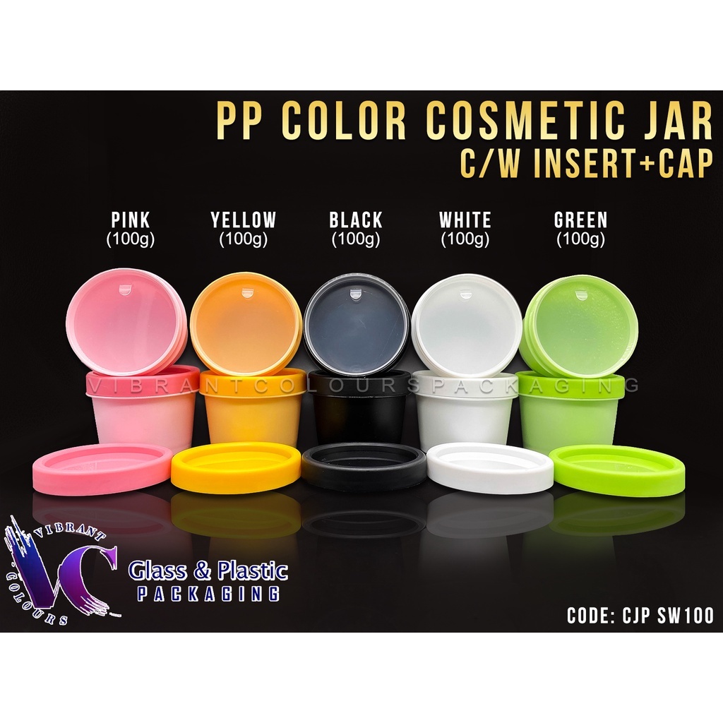 JAR PP 100GM COLOURFUL JAR พร้อมหมวก & STOPPER SW100 POST TODAY !