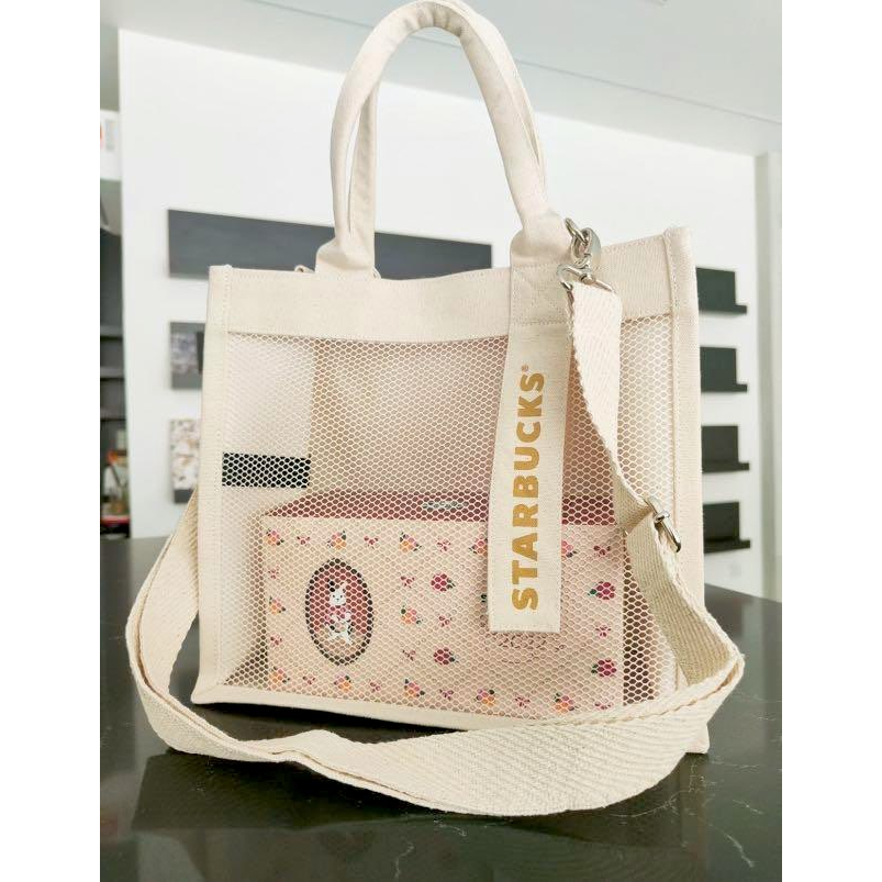 Starbucks Women Canvas Tote Bag/ถุงอาหารกลางวัน/กระเป๋าถือผ้าใบลําลอง/ถังแบบพกพา/กระเป๋าสะพาย/2022 M