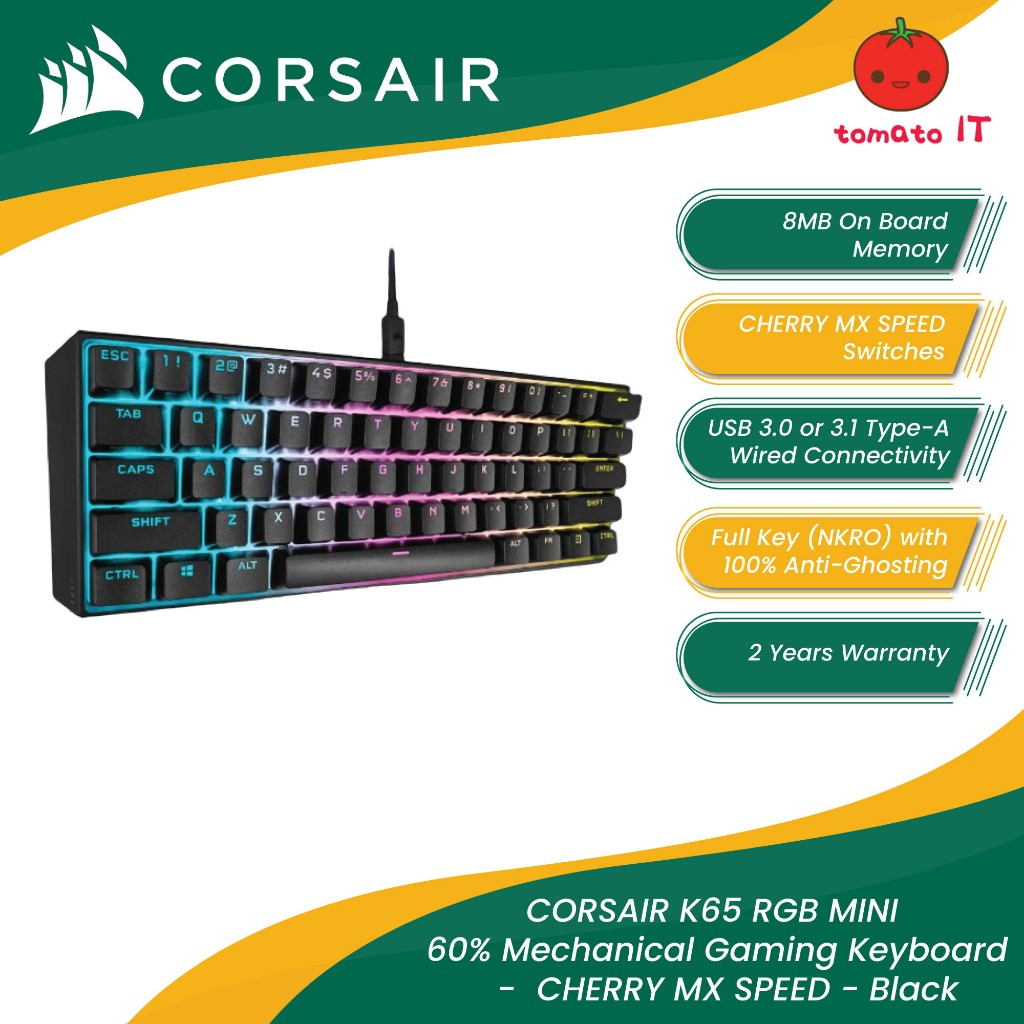 CORSAIR K65 RGB MINI 60% คีย์บอร์ดเกมมิ่งแบบกลไก CHERRY MX SPEED