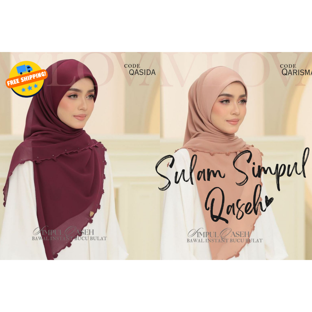 Tudung Bawal Instant Sulam Simpul Qaseh Bidang 50🧁PAVLOVA SCARF