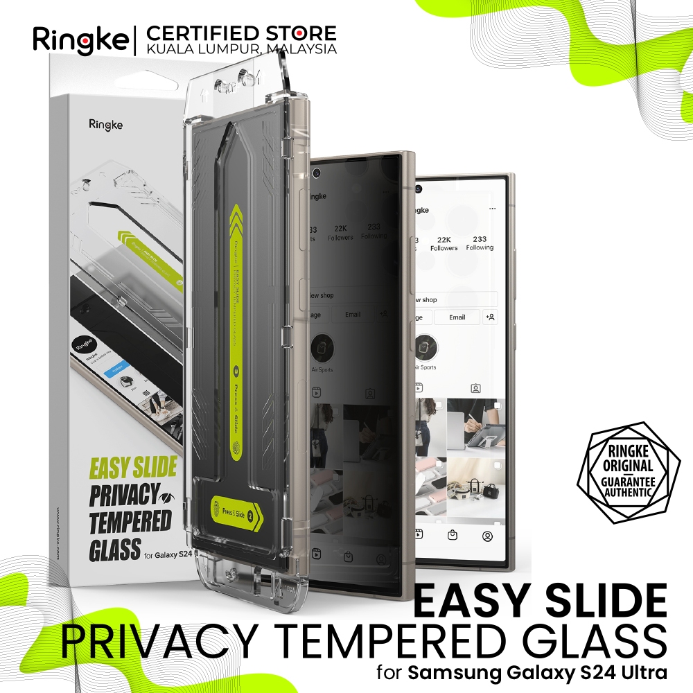 RINGKE PRIVACY EASY SLIDE TEMPERED GLASS Zero Changes Failure Samsung Galaxy S24 Ultra (2-Pack) Full