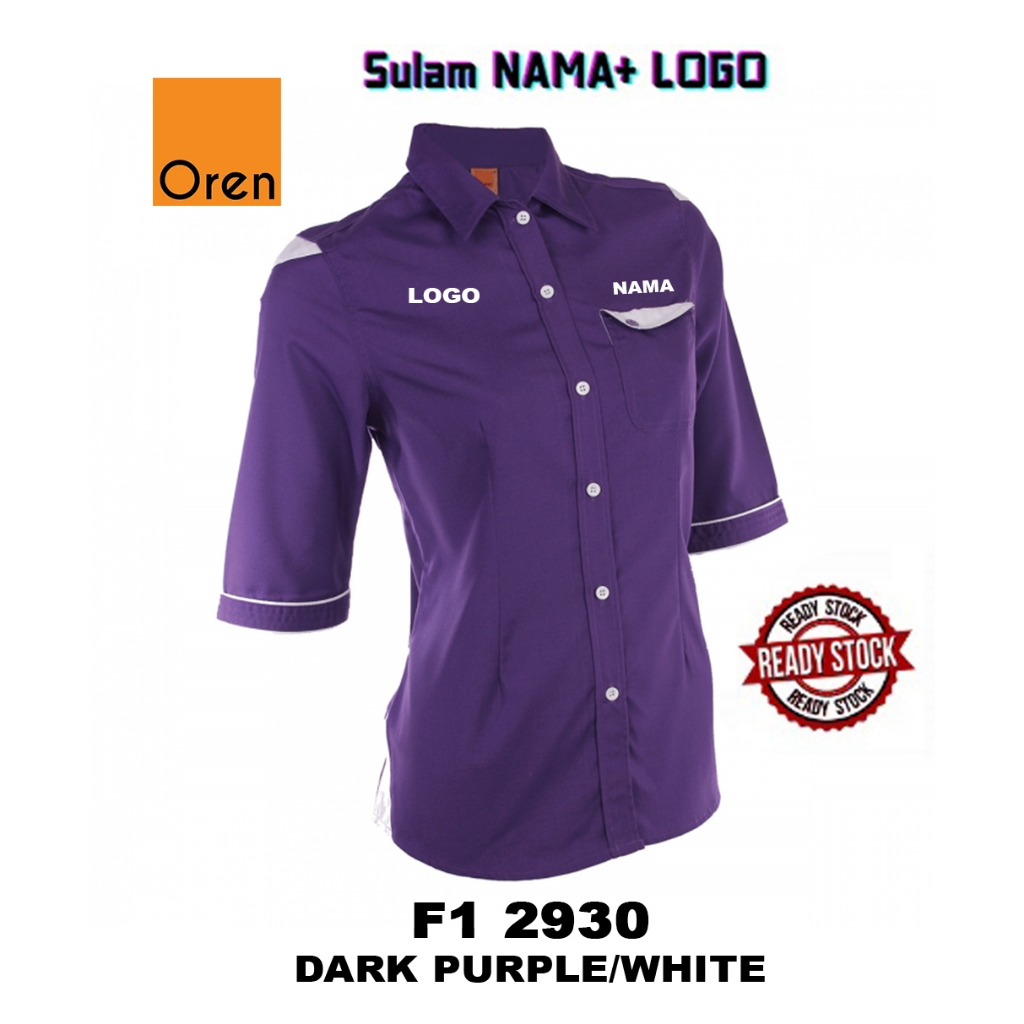 เสื้อเชิ้ตสีม่วงเข้ม KORPORATE THREE-SLEEVED F1 2930 แบรนด์สปอร์ตสีส้ม