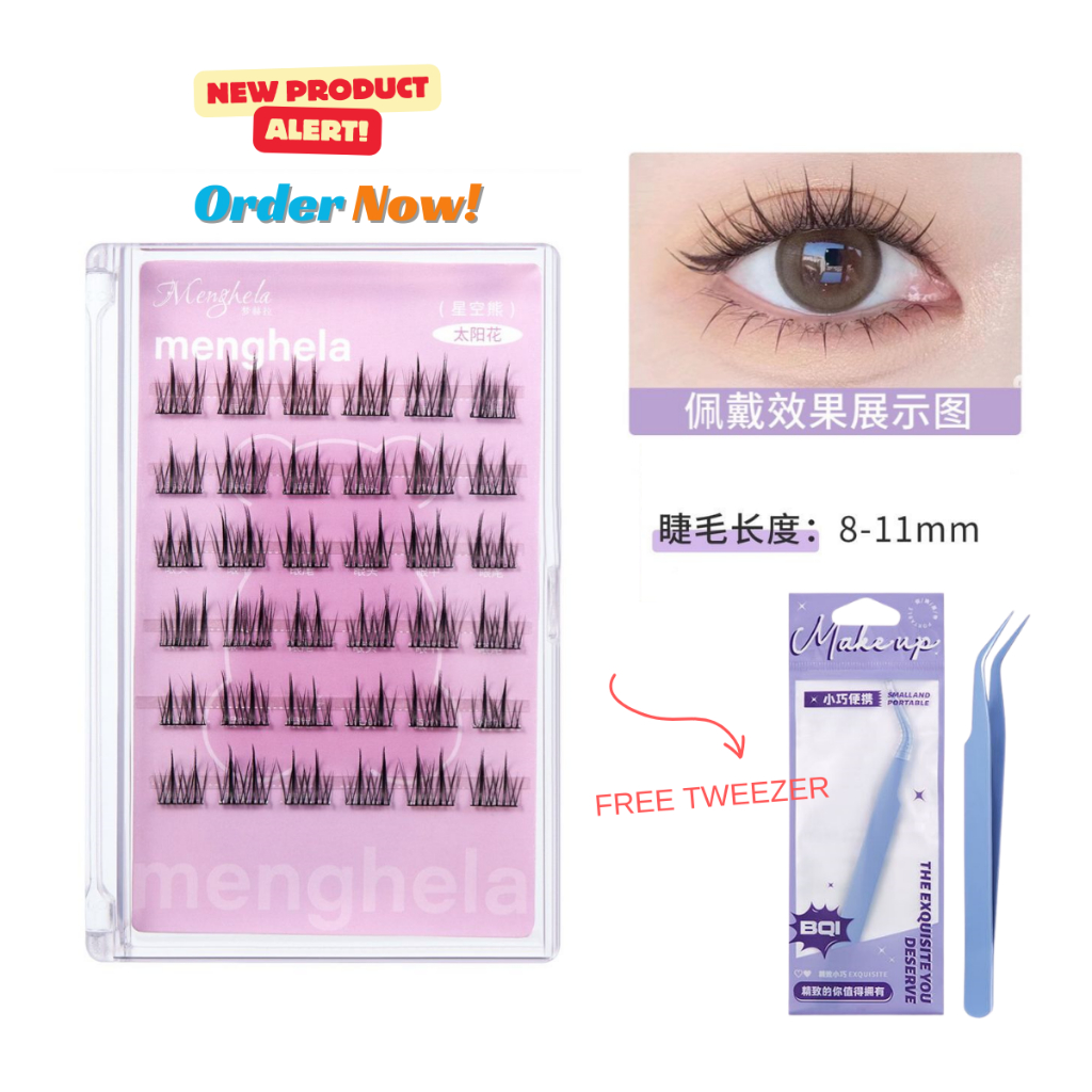 BQI ฟรี MINI EYELASH หรือ TWEEZER 36 ชิ้นขนตาปลอมแบบมีกาวในตัว 3 วินาทีสวมใส่ไม่มีกาวต้องการ Faux Mi