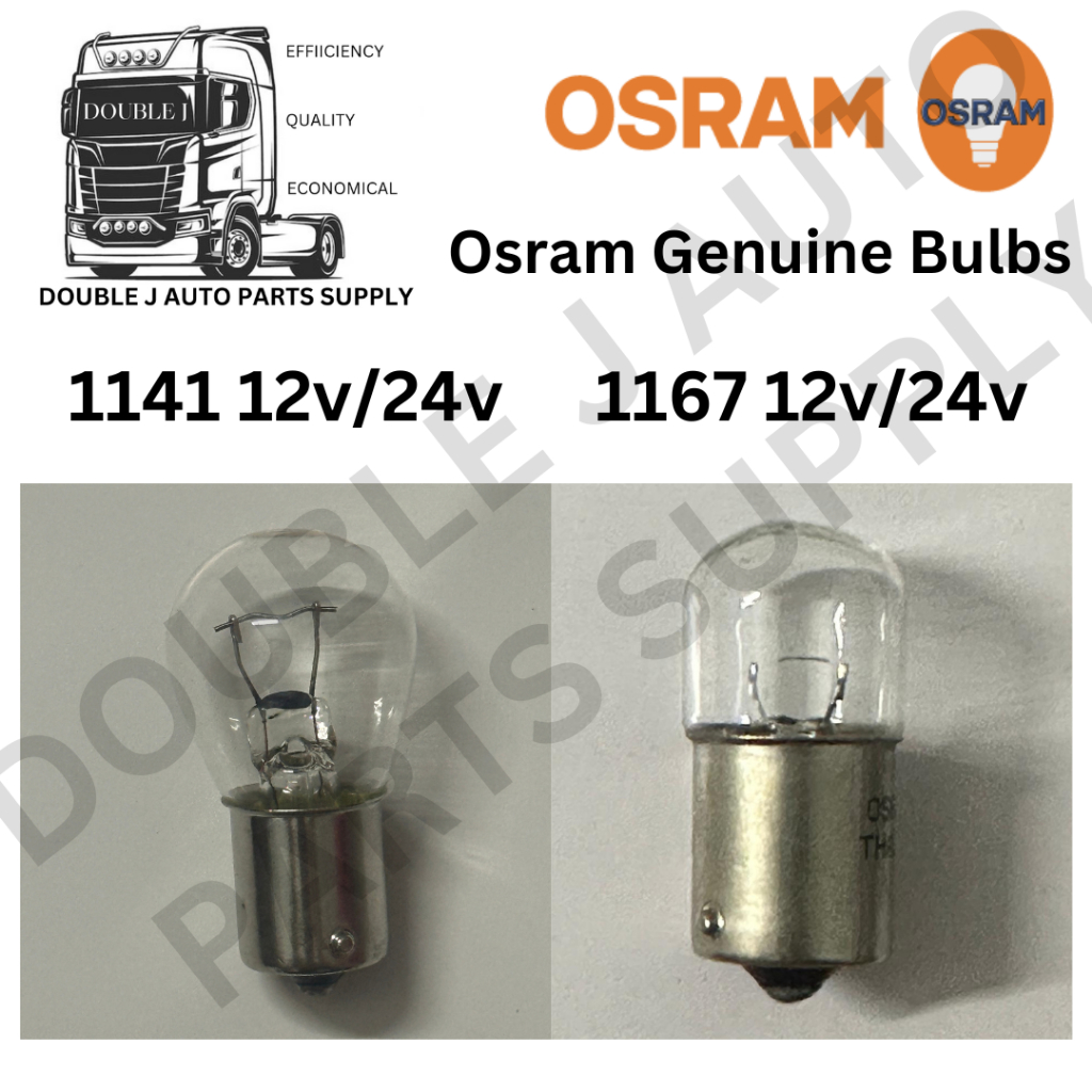 หลอดไฟ Osram เยอรมัน 1141 (P21W) 12v(7506)/24v(7511) 1167 12v (R5W 5007)/24v (R10W 5637)