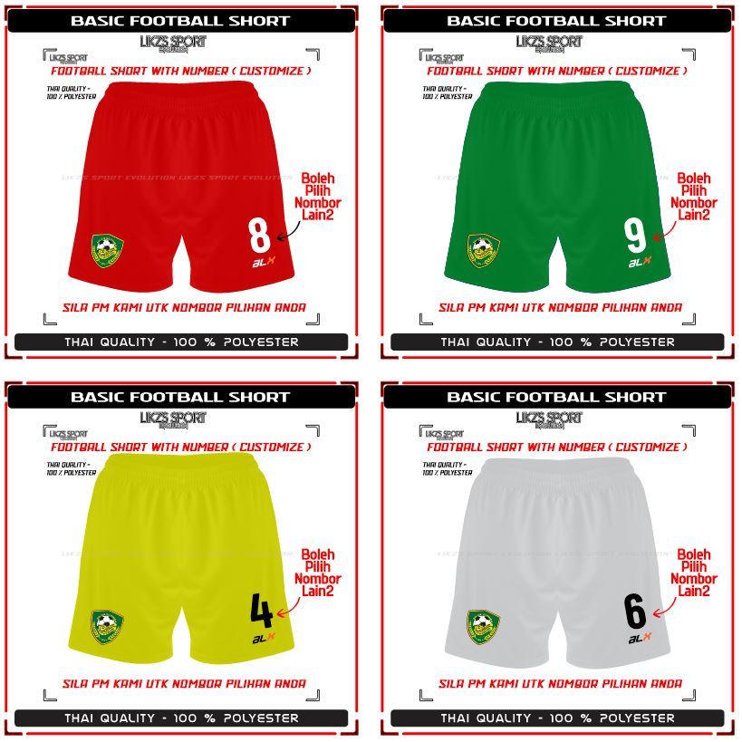 Seluar Pendek Kedah FC Football Short Thai Quality Futsal Bolasepak Training Running Pants โพลีเอสเต