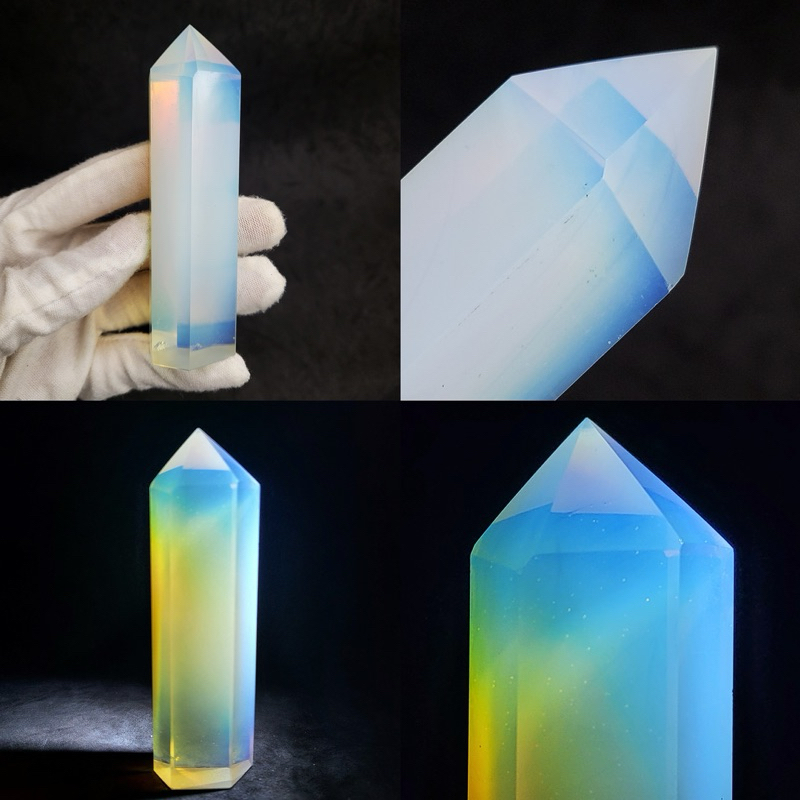 สินค้าจริง 93 มม./103g Opalite หิน Energy Tower เครื่องประดับ蛋白石能子摆件