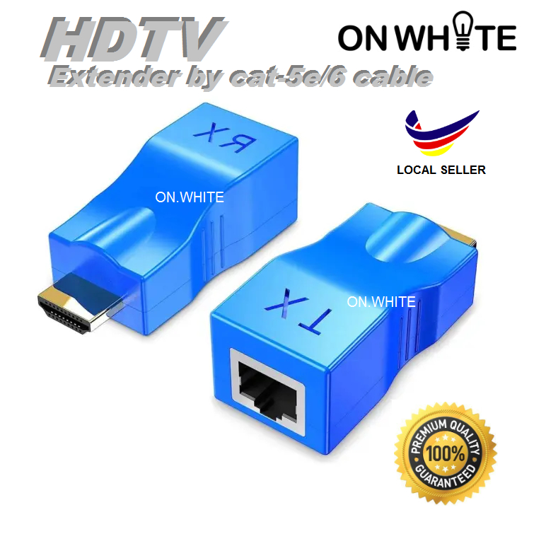 4K HDMI 30M Extender ถึง RJ45 Over Cat 6/6E Network LAN Ethernet Adapter - สีฟ้า