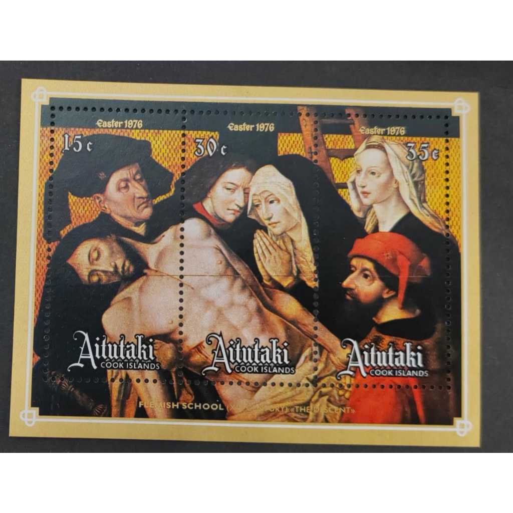 Aitutaki, 1976 Easter - "The Descent" - Detail, 15th-century Flemish School , Miniature Sheet, MINT