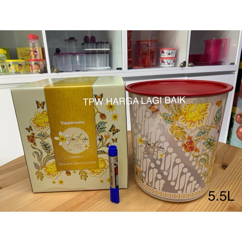 Tupperware One Touch OT พิมพ ์ ดอกไม ้ , Anne , Magnolia Canister 5.5L ( 1 ชิ ้ น )