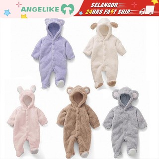 Baju Baby Newborn 0 6 Months Baby Romper Toddler Soft Overalls Long Sleeve Coral Fleece Hooded Romper Baby Boy Girl