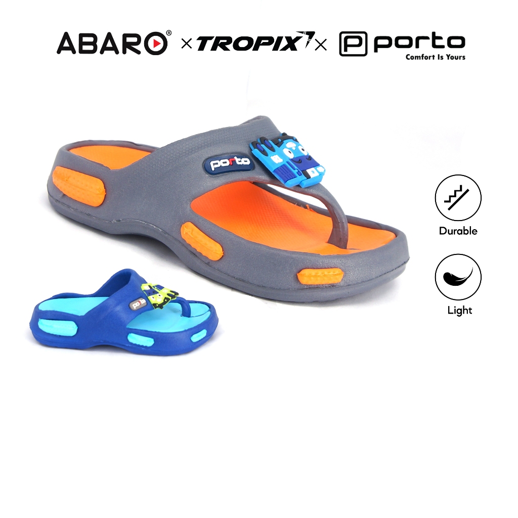 Abaro Super Light Comfy FFN41C2 TROPIX PORTO Soft EVA Kids Slipper/Selipar Kanak-Kanak/Sandal Kanak-Kanak
