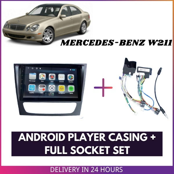 ปลอกเครื่องเล่น Android 9 นิ้ว Mercedes Benz E-Class W211 01-08 พร้อมซ็อกเก็ต Plug And Play เต็มรูปแ
