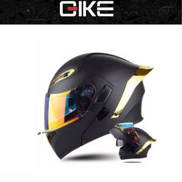 QIKE Flip up Helmet หมวกกันน็อคมอเตอร์ไซค์แบบโมดูลาร์เลนส์คู่ในตัวที่บังแดดแข่งหมวกกันน็อคแบบเต็มหน้