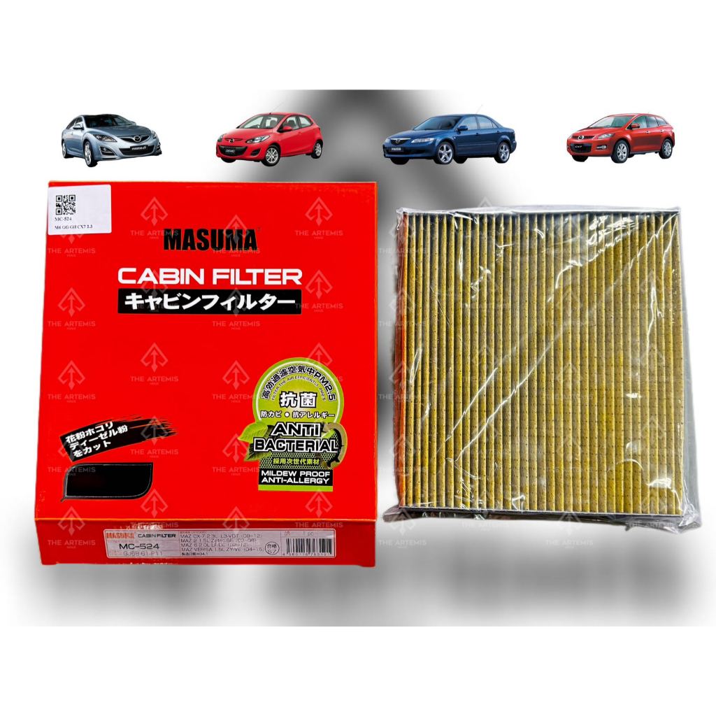 (MASUMA JAPAN)AIRCOND CABIN FILTER MAZDA 2 DE 07,MAZDA 6 GG/GH 02-08, CX7 2.3 07-13(MC-524)