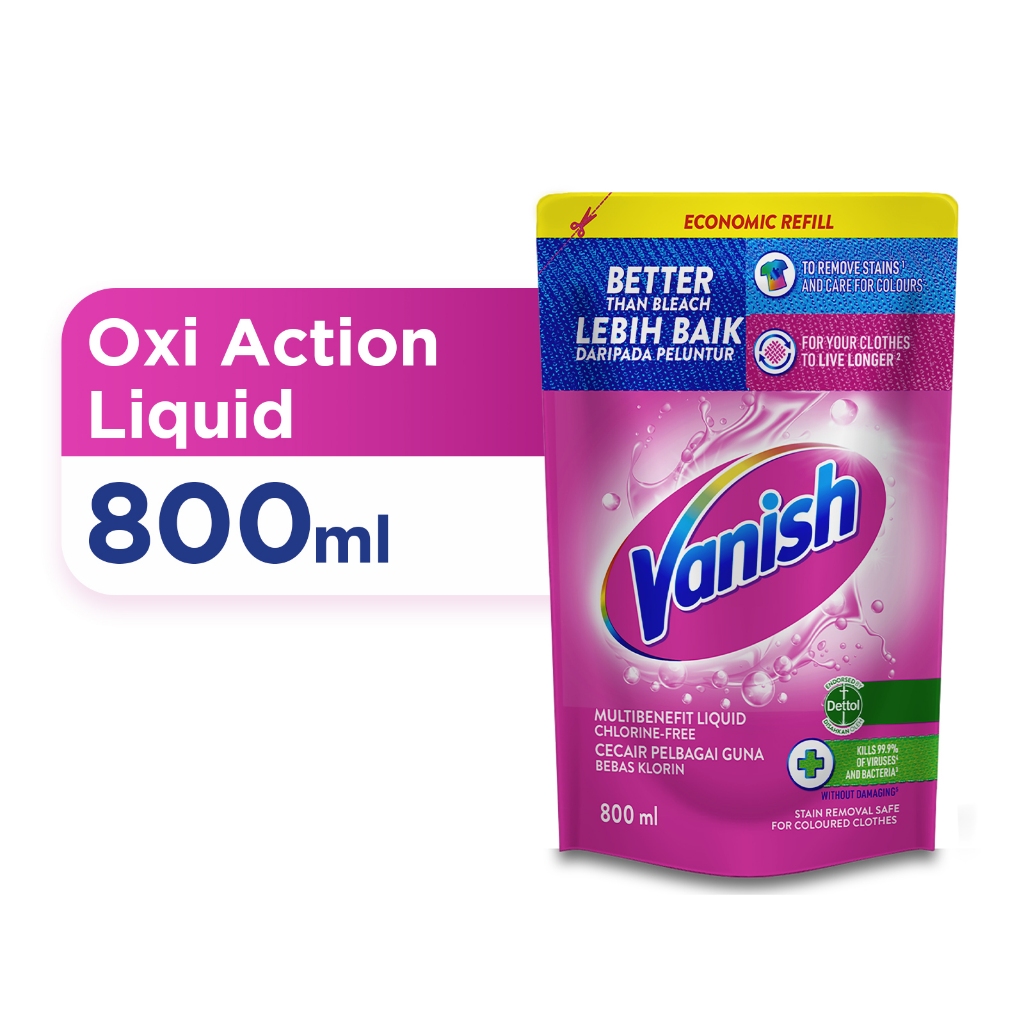 Vanish Fabric Clothes Oxi Action Stain Remover Pink Liquid Refill (800ml)
