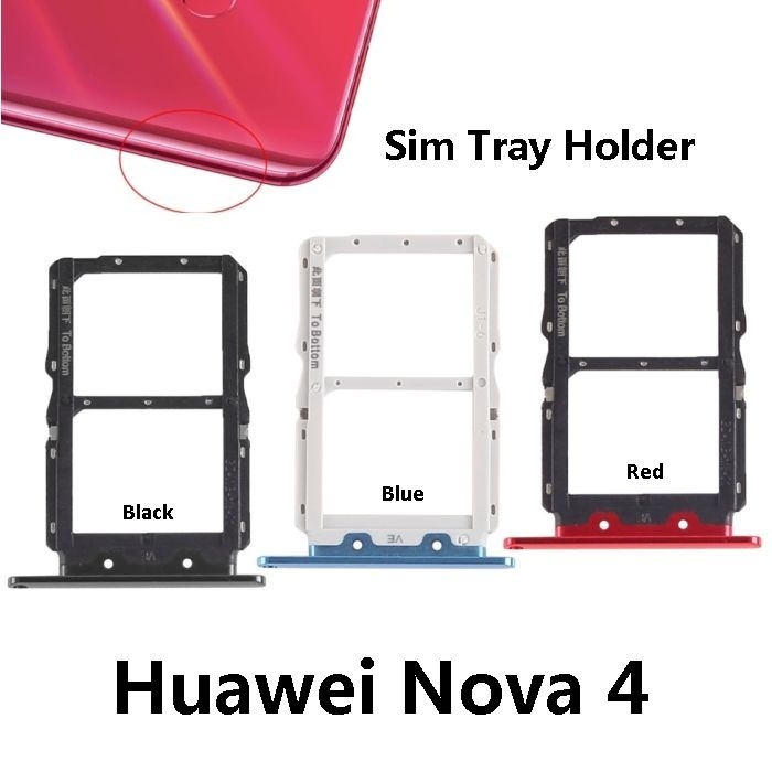 Huawei Nova 4 Sim Holder ถาด SimCard Sim Card Slot Dual Sim 1 Sim 2 สําหรับเปลี ่ ยน Nova4