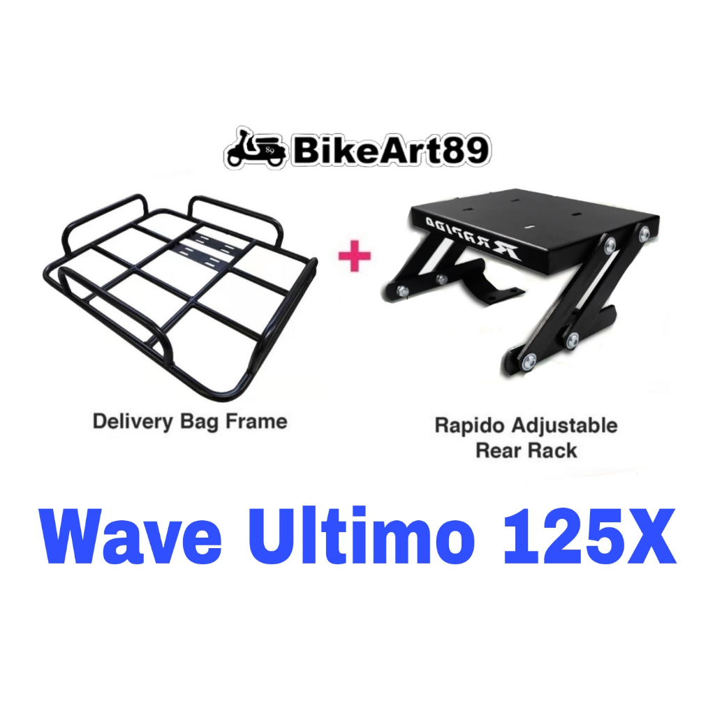 RAPIDO Monorack Honda Wave Ultimo 125X W125X Foodpanda Grabfood Shopee กระเป๋าส่งอาหารกรอบ Tapak Mon