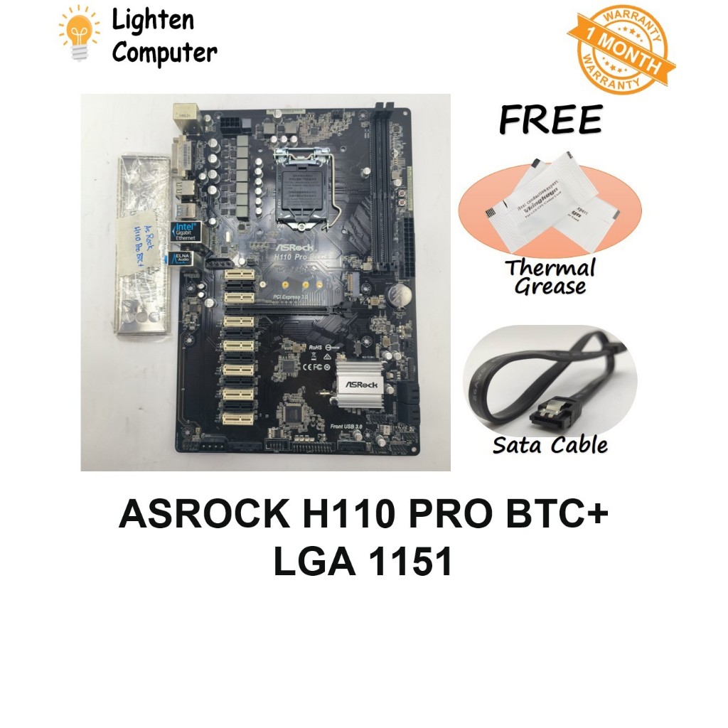 มือสองเมนบอร์ด Asrock H110 PRO BTC+ เมนบอร์ด H110 LGA 1151 6th 7th Gen Intel ATX