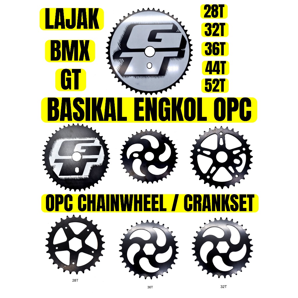 จักรยาน CHAINWHEEL CRANKSET ENGKOL BASIKAL OPC 28T 32T 36T 44T 52T GT BMX MTB FIXIE LAJAK