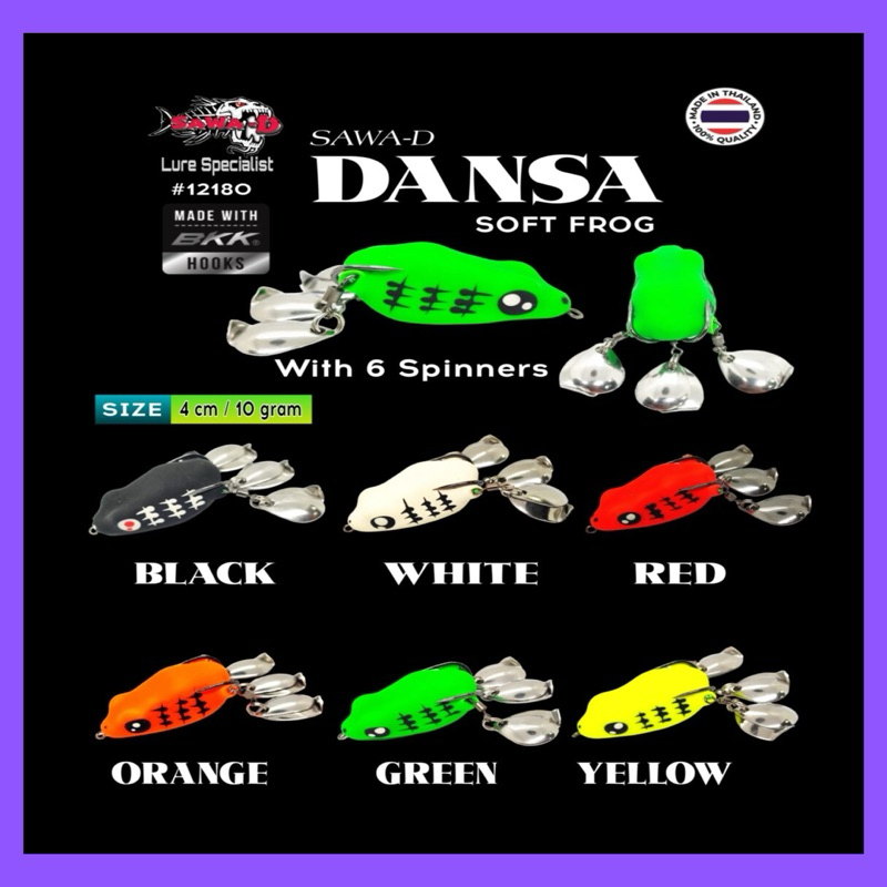 SAWA-D Dansa Frog L-Sextuple Blade Spinning 4cm 10g พร้อม BKK Hook SAWA-D