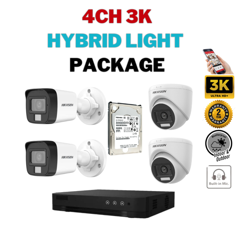 HIKVISION CCTV SET (World No. 1) 4CH 3K ไฮบริด iDS-7204HUHI-M1/E/DS-2CE76K0T-LPFS/DS-2CE16K0TLFS
