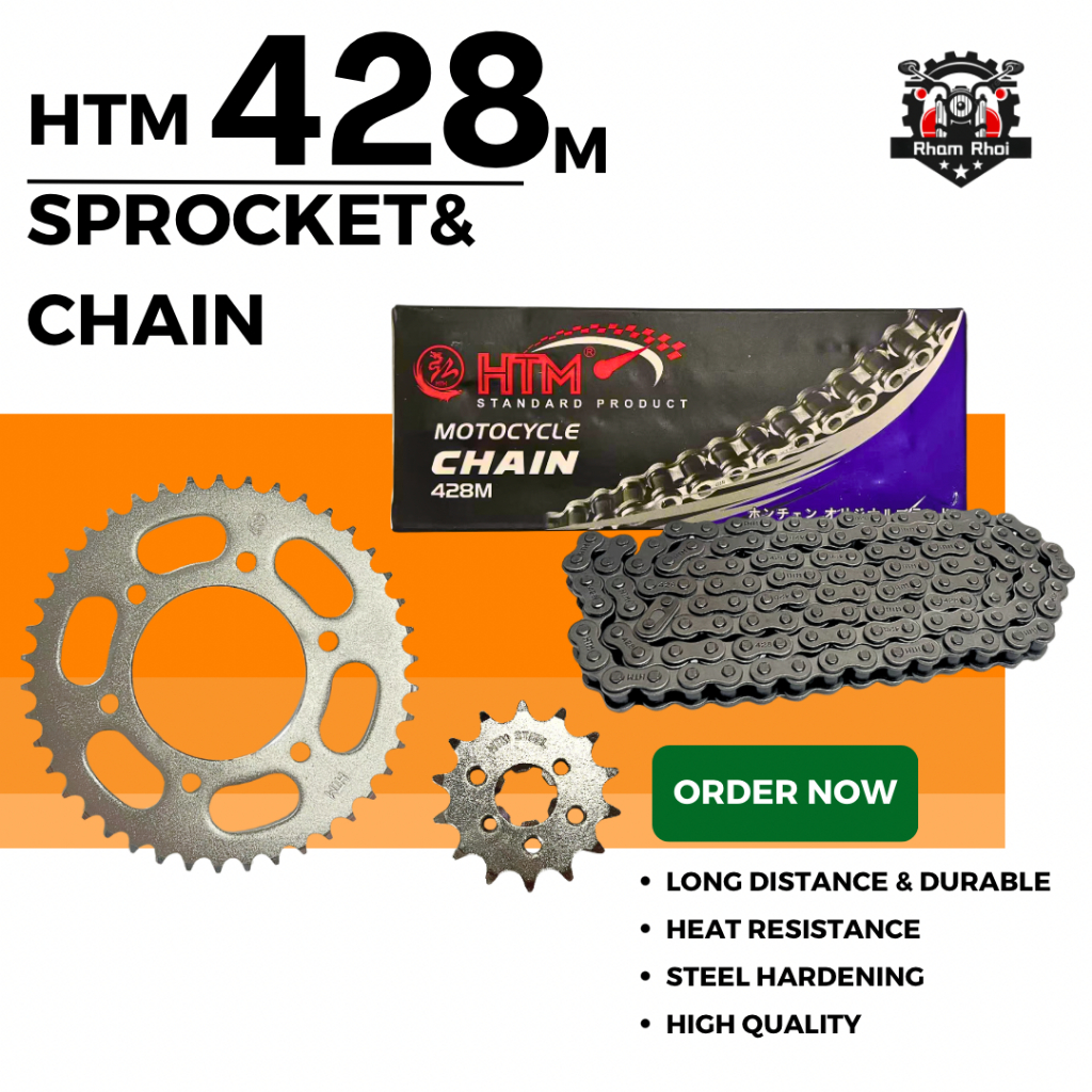428M-122L HTM SRL115 428 CHROME SPROCKET ชุด HTM CHAIN & SPROCKET YAMAHA YTZ5S YTZ5 YTZ6V YTZ7S