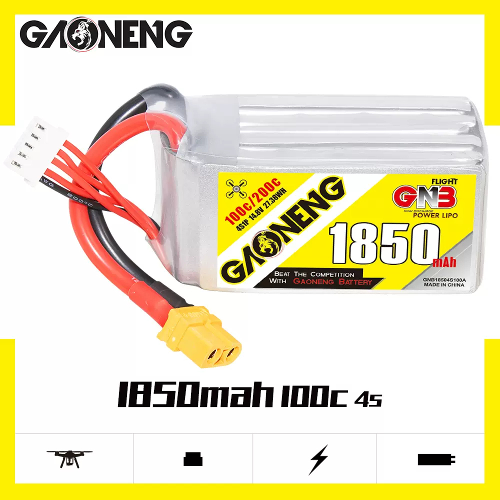 GNB18504S100A // Gaoneng GNB 4S 14.8V 1850mAh 100C XT60 LiPo Battery