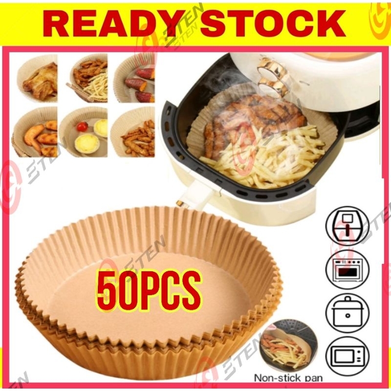 50 ชิ้นรอบ Air Fryer กระดาษ Kertas Air Fryer Air Fryer อุปกรณ์เสริมกระดาษ Parchment สําหรับ Air Frye