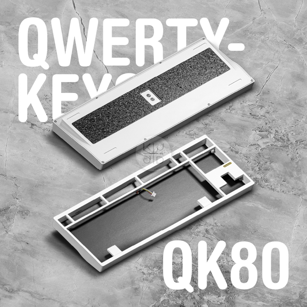 [CLEARANCE] Qwertykeys QK80 | Tri-Mode Spray Coated White Alu Case Black Ice Crystal Weight TKL