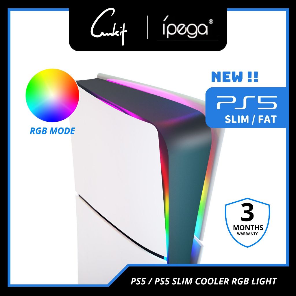 IPEGA PS5 Cooler RGB Strip พร้อมการสนับสนุนระยะไกล PS5 FAT PS5 SLIM CD Digital Ver