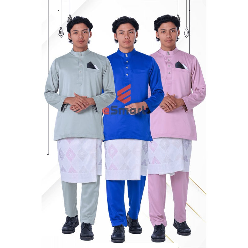 ผู้ใหญ่ Esmart Adult ดั้งเดิมของ Baju Melayu Modern Premium (มิ้นต์, รอยัลบลู, สีชมพูอ่อน)