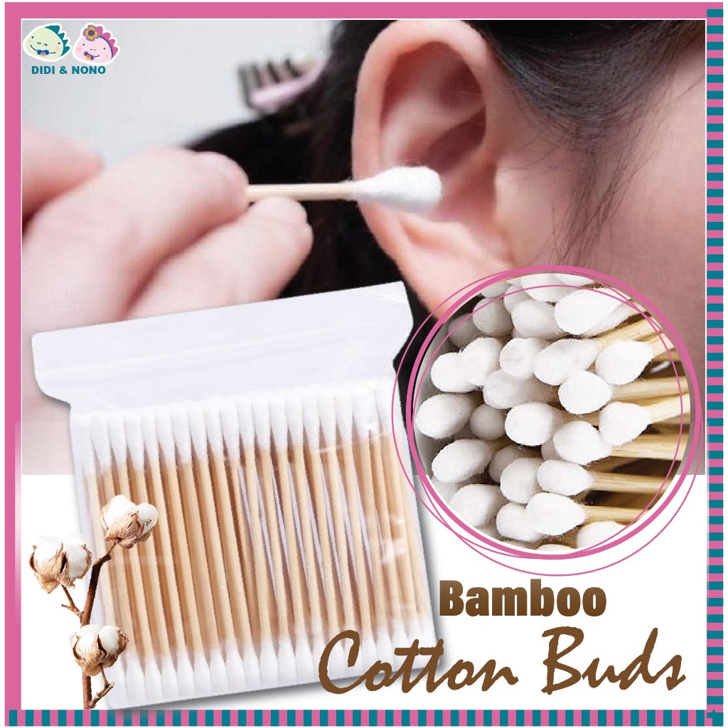 BAMBOO Cotton Buds (100 ชิ้น 200 เคล็ดลับ) ทําความสะอาดหู Cotton Buds