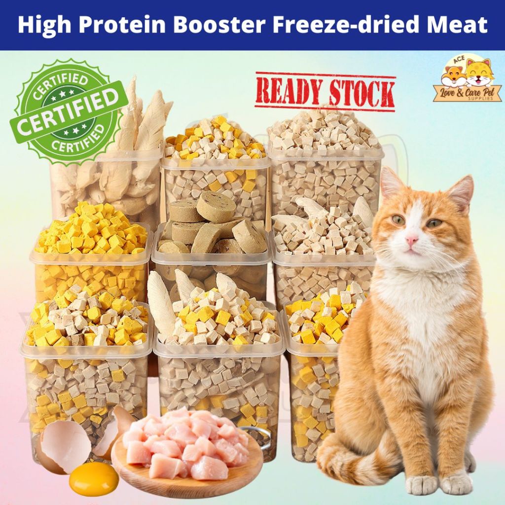 บูสเตอร์โปรตีนสูง Gemuk Kucing / Makan Kucing Snek Kucing / ทูน่าไข่แดงไก่แห้งแช่แข็ง