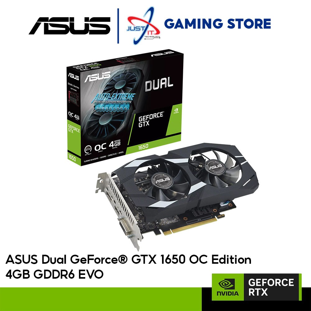 Asus GEFORCE GTX1650 DUAL EVO OC EDITION 4GB DDR6 กราฟิกการ์ด ( DUAL-GTX1650-O4GD6-P-EVO )