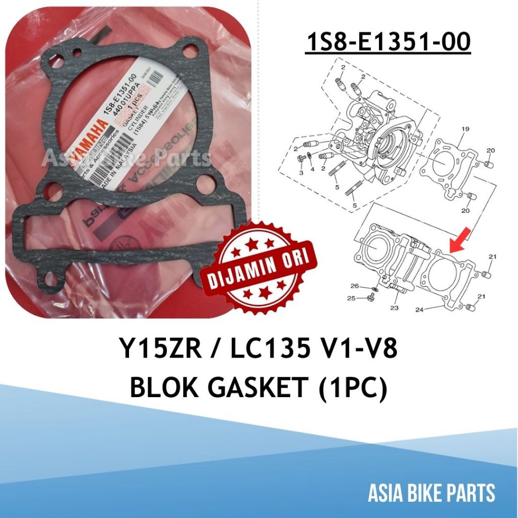 Yamaha LC135 V1 V2 V3 V4 V5 V6 V7 V8 / Y15ZR Blok ปะเก็น - 1S8-E1351-00