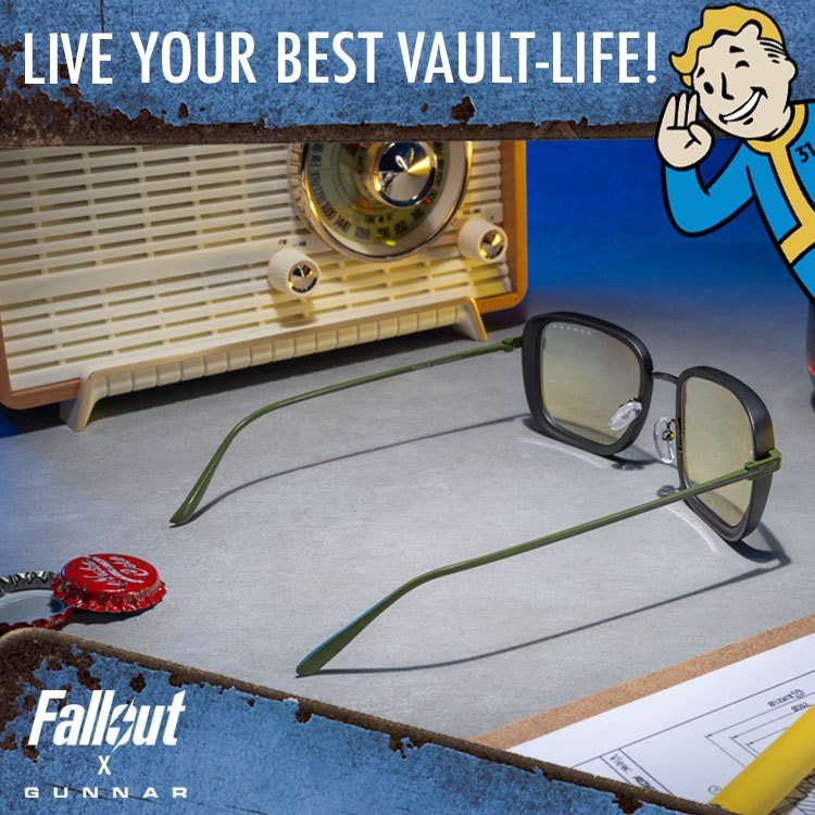 GUNNAR Fallout Vault แว่นตาป้องกันแสงสีฟ้าประสิทธิภาพและป้องกันแว่นตาคอมพิวเตอร์สําหรับเล่นเกม