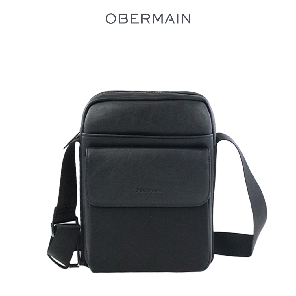 OBERMAIN กระเป๋าสะพายข้างผู้ชาย / หนังสังเคราะห์ / สีดํา / OBC449P3